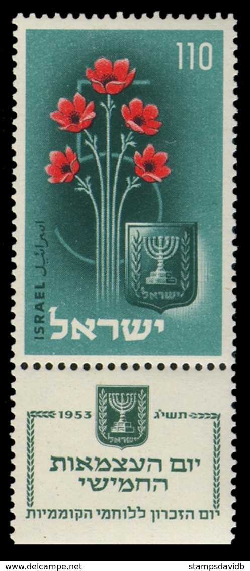 1953	Israel	87	Memorial Day For The Fighters For Independence		5,00 € - Used Stamps (without Tabs)