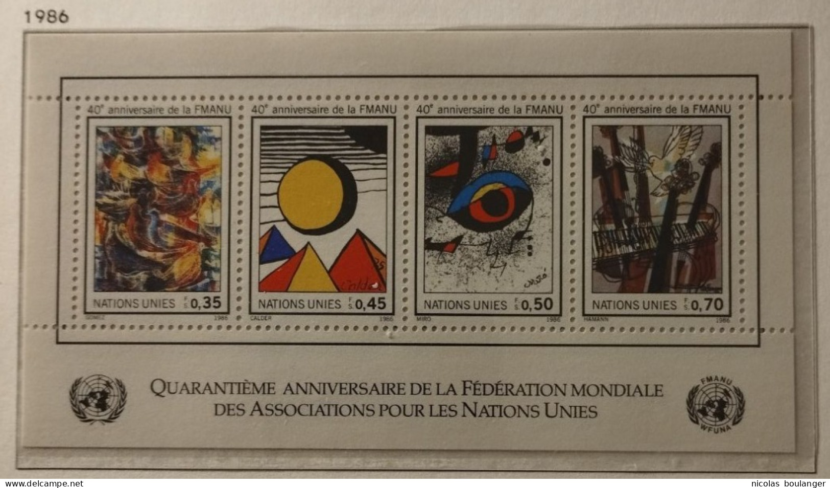 Nations Unies Genève 1986 / Yvert Bloc Feuillet N°4 / ** - Neufs