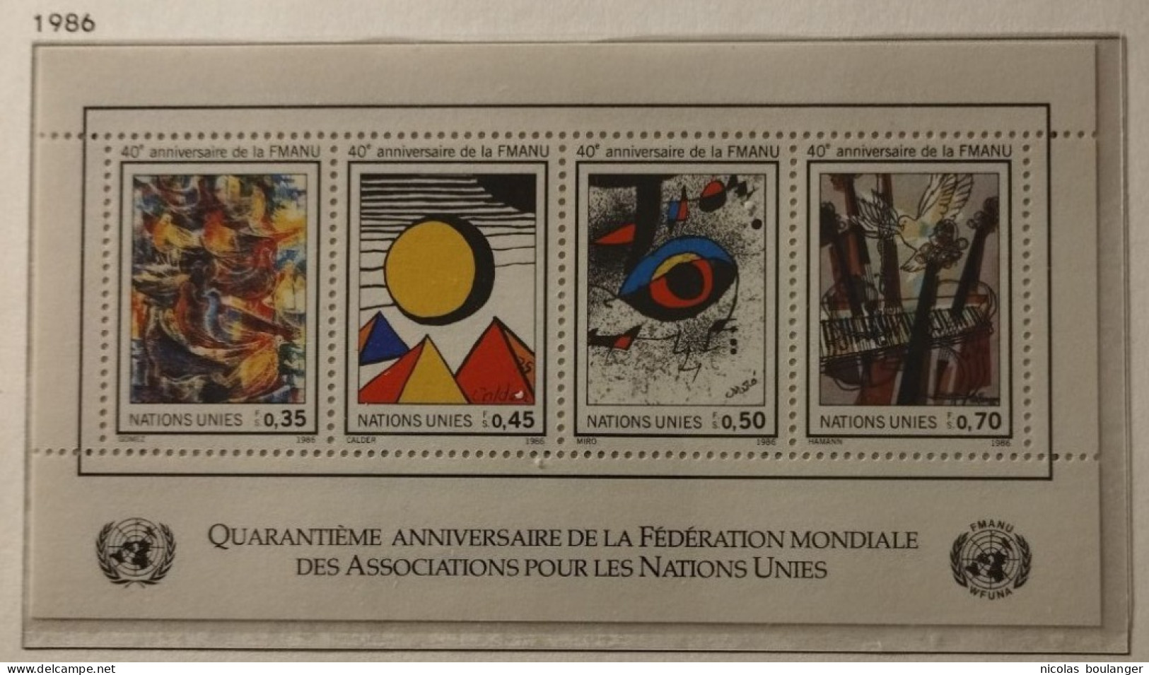 Nations Unies Genève 1986 / Yvert Bloc Feuillet N°4 / ** - Ungebraucht