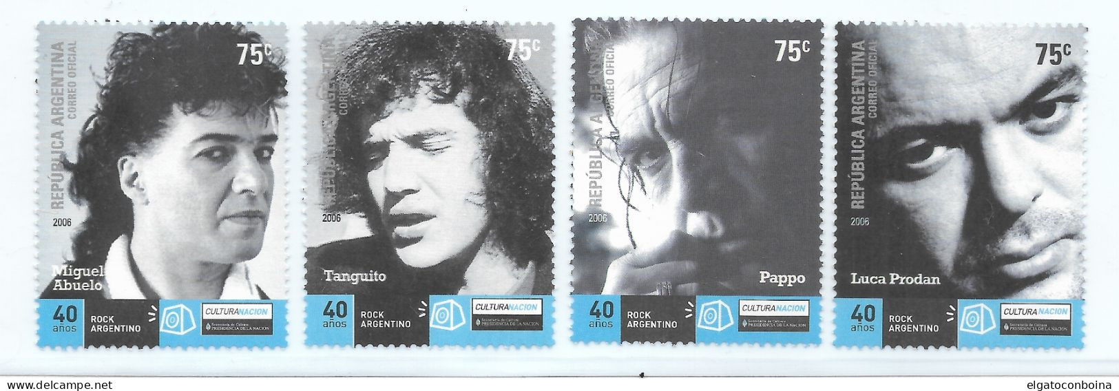 ARGENTINA 2006 ROCK  MUSIC SINGERS COMPOSERS NATIONAL ROCK SET OF 4 VALUES MNH MICHEL 3099-3102 - Nuevos