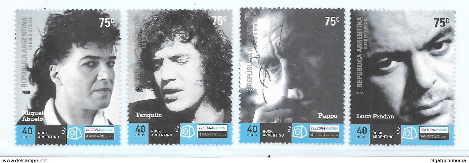 ARGENTINA 2006 ROCK  MUSIC SINGERS COMPOSERS NATIONAL ROCK SET OF 4 VALUES MNH MICHEL 3099-3102 - Ongebruikt