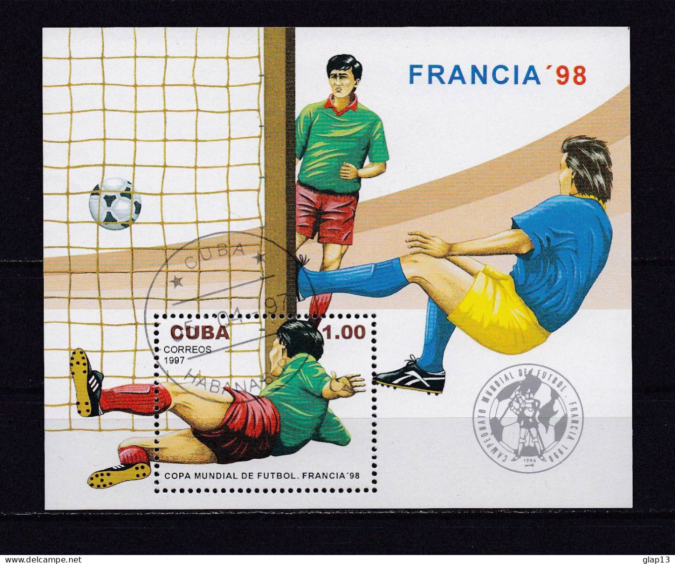 CUBA 1997 BLOC N°150 OBLITERE FOOTBALL - Hojas Y Bloques