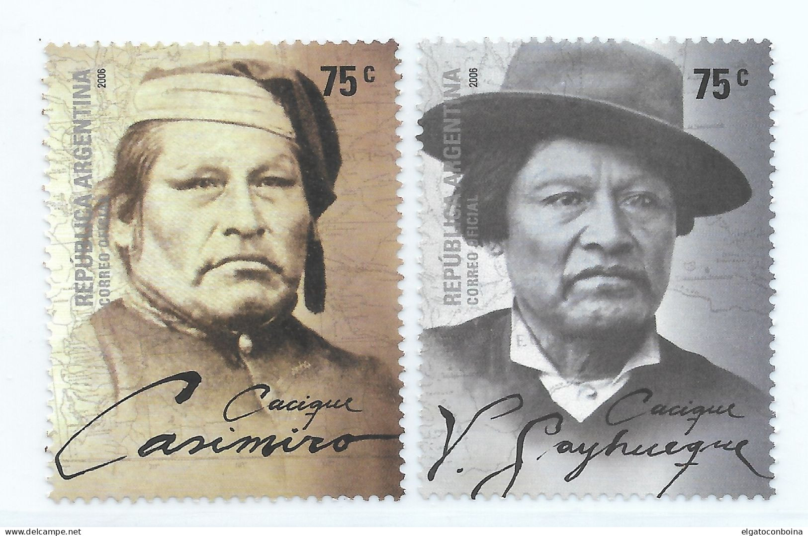 ARGENTINA 2006 NATIVE AMERICAN LEADERS CACIQUES SET OF 2 VALUES MNH MI 3103/4 - Unused Stamps