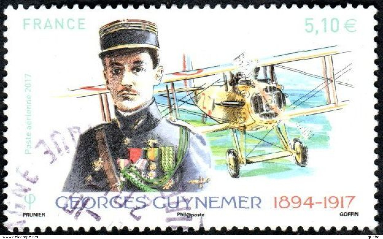 France Oblitération Cachet à Date N° PA  81 - Poste Aérienne - Georges Guynemer - L'avion Spad XIII - 1960-.... Used