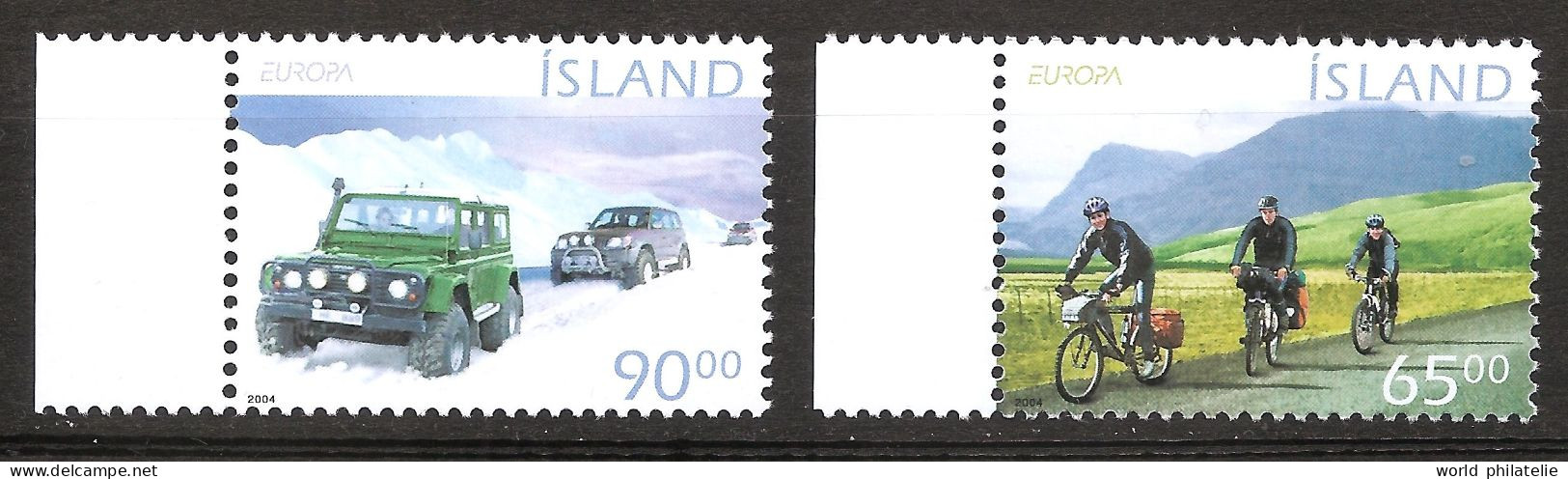 Islande Island 2004 N° 994 / 5 ** Europa, Vacances, Vélo, Jeep, Glaciers, Cyclisme, Route, Tourisme, 4x4, Neige Montagne - Unused Stamps