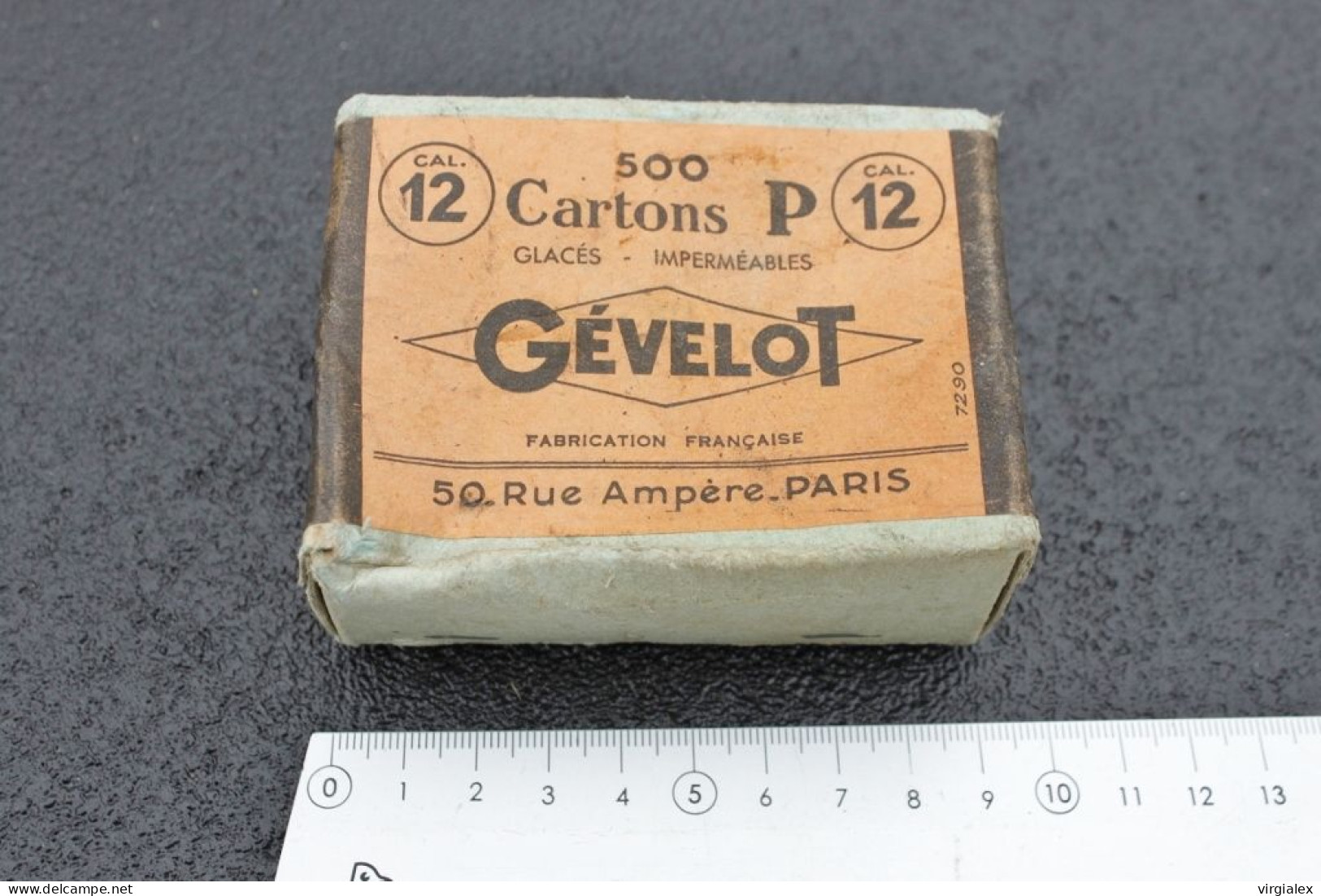 Ancienne Boite neuve Gévelot 500 cartons P Vieux Fusil Chasse Calibre 12 Collection Chasseur Cartouche Poudre Noire