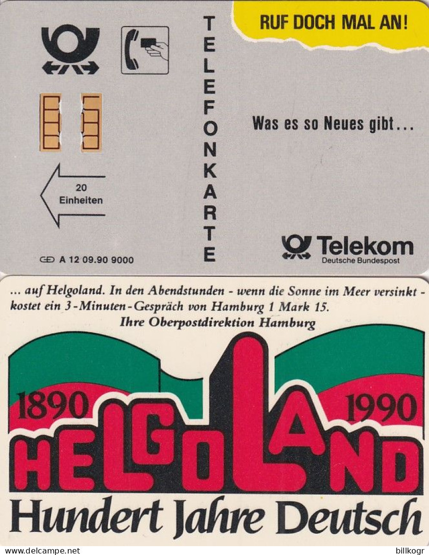 GERMANY - Helgoland, Hundert Jahre Deutsch(A 12), Tirage 9000, 09/90, Mint - A + AD-Series : Werbekarten Der Dt. Telekom AG