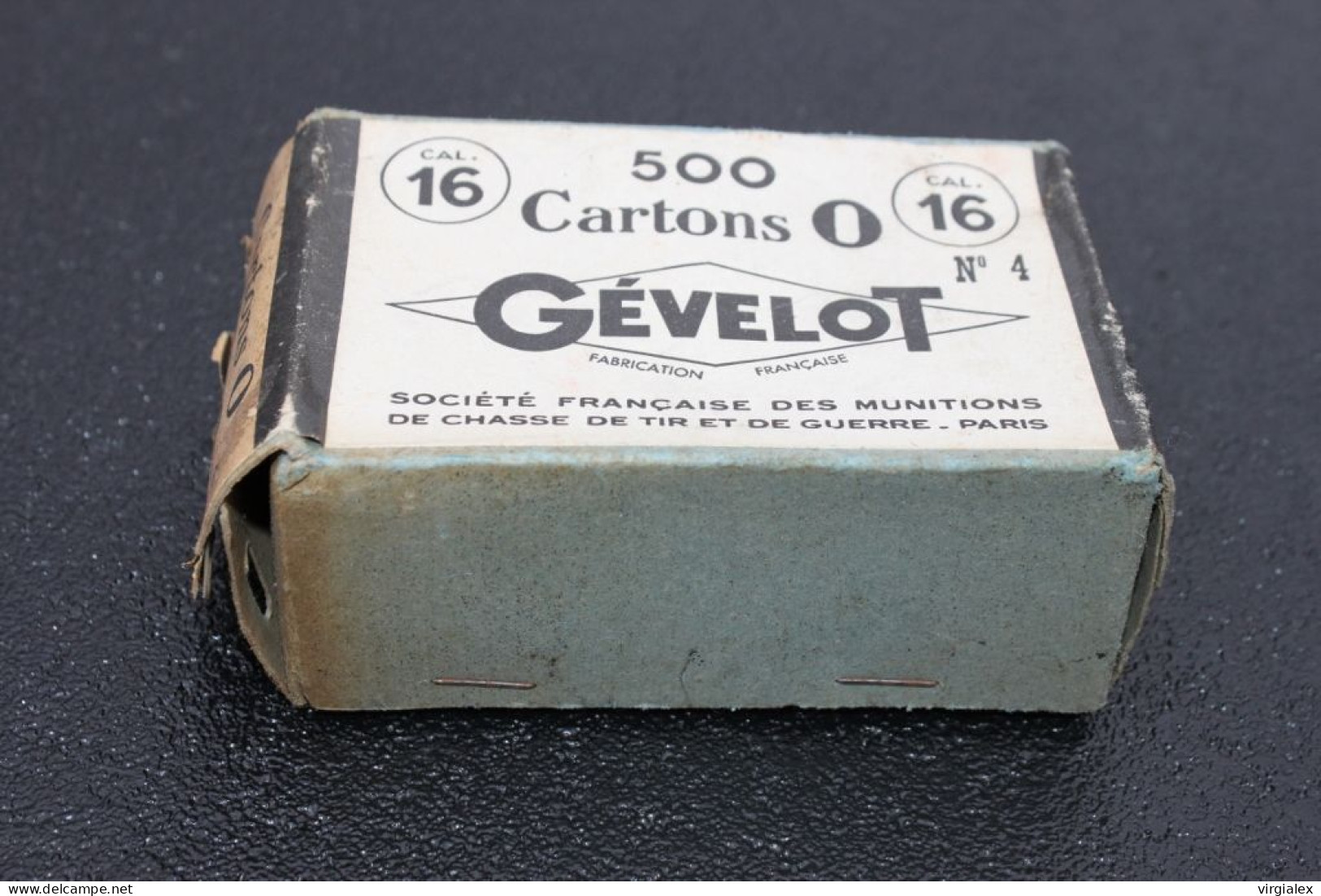 1949 Ancienne Boite Gévelot 500 Cartons 0 Vieux Fusil Chasse Calibre 16 Collection Chasseur Cartouche Poudre Noire - Armes Neutralisées