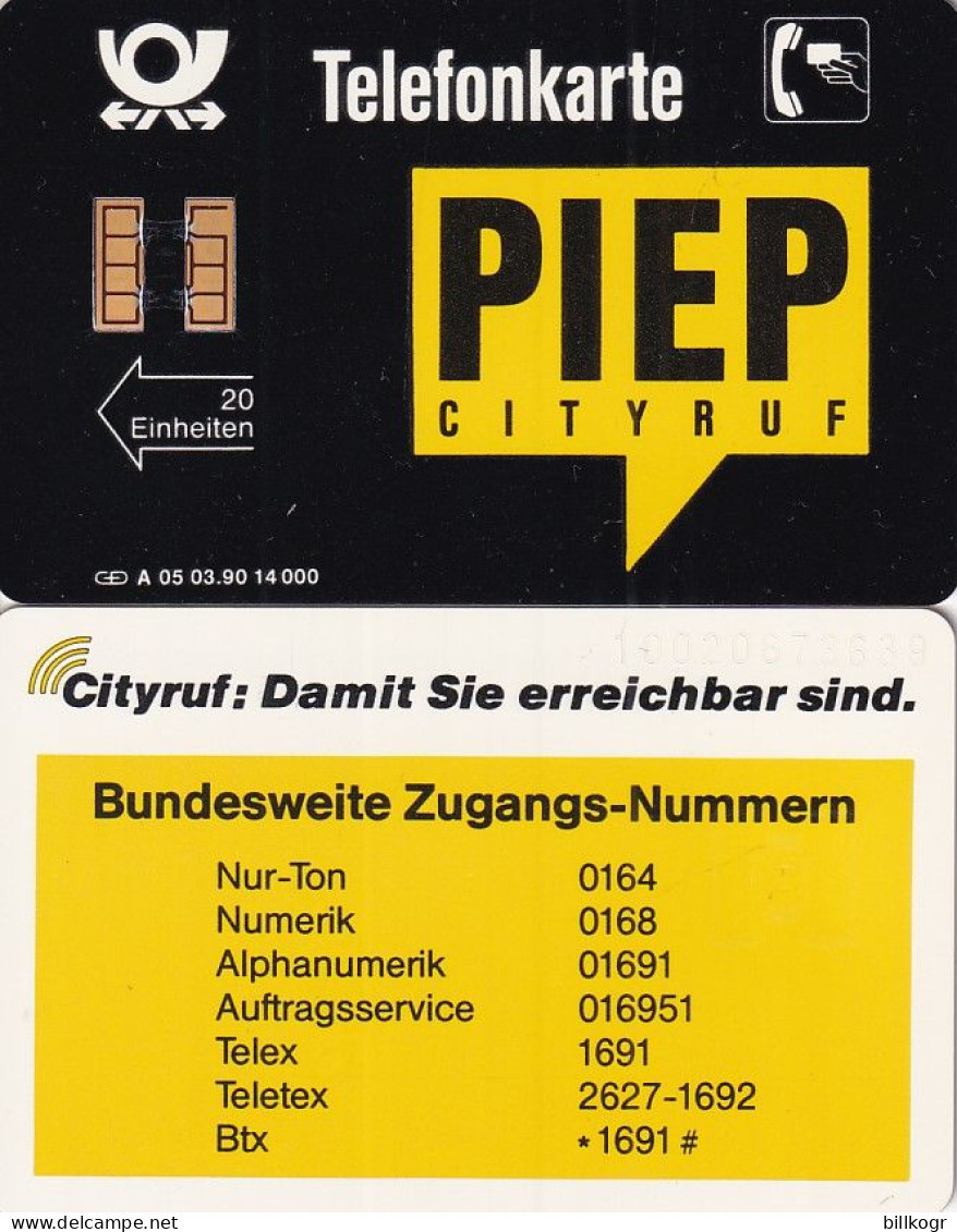 GERMANY - Piep Cityruf 2(A 05), Tirage 14000, 03/90, Mint - A + AD-Reeks :  Advertenties Van D. Telekom AG