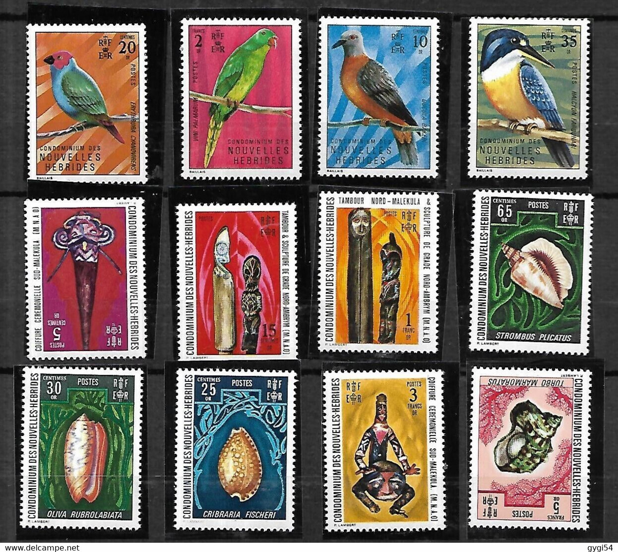 Nouvelles Hébrides 1972 OISEAUX ET COQUILLAGES Cat Yt 326 à 337 N** MNH - Unused Stamps