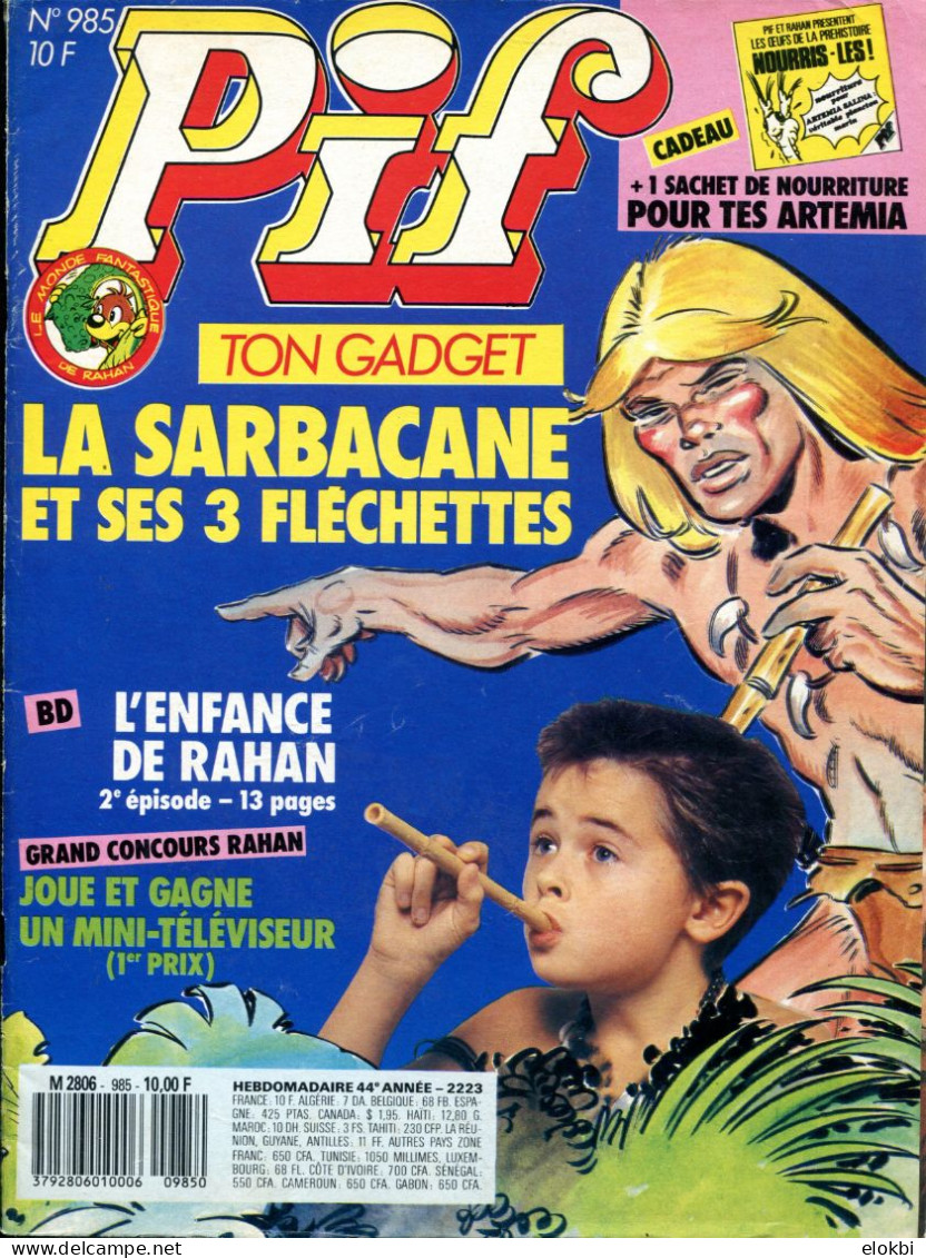 Rahan - "L'enfance de Rahan" EO parue dans Pif Gadget 984,985 et 986 qui contenaient le Grand Concours "Joue avec Rahan"