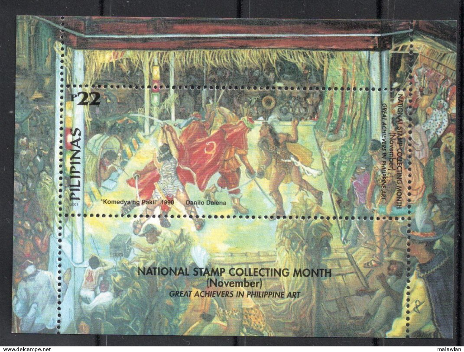 Philippines, 2001 (#3302a), Stamp Collecting Month, Theatre, Theater, Teatro, Théâtre, Art, Arte, Kunst, Play, Jouer - Theater