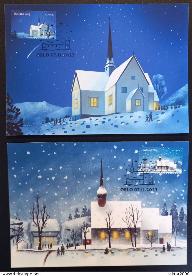 Norway  MNH (**)2023 Christmas - Churches - Maximum Cards & Covers