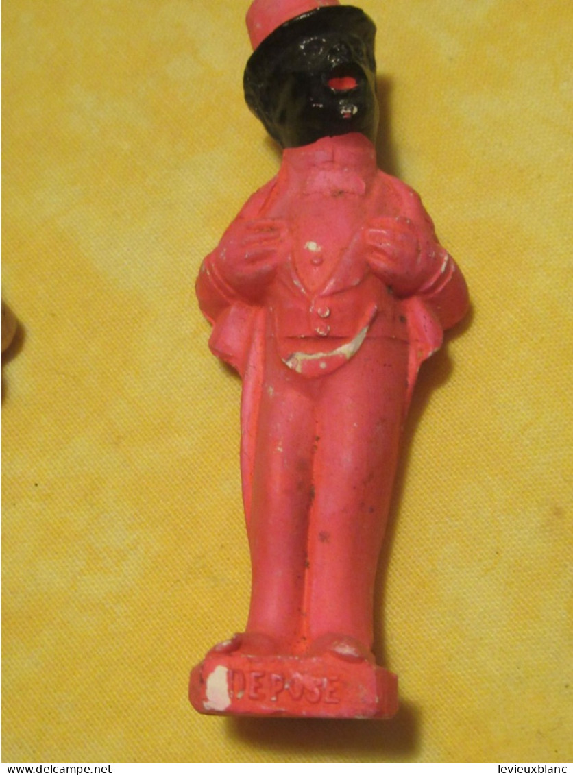 Jouet  Ancien/2 Petits Personnages Africains Costumés Avec Redingotes  Et Chapeaux/en Plâtre  Peint/mi- XXème     JE264 - Toy Memorabilia