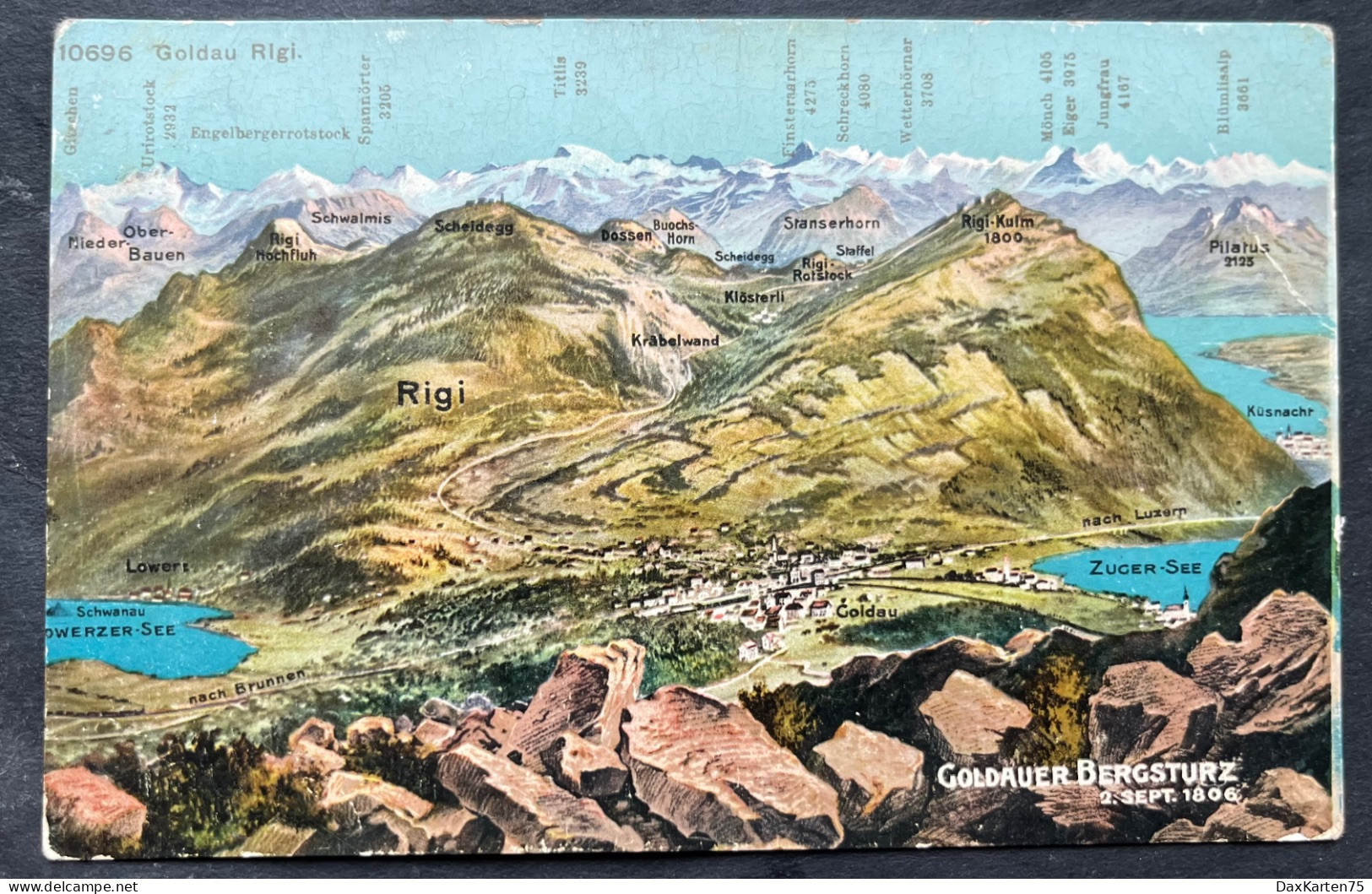 GOLDAUER BERGSTURZ/ 1809/ Goldau-Rigi Geographische Karte 1909 - Arth