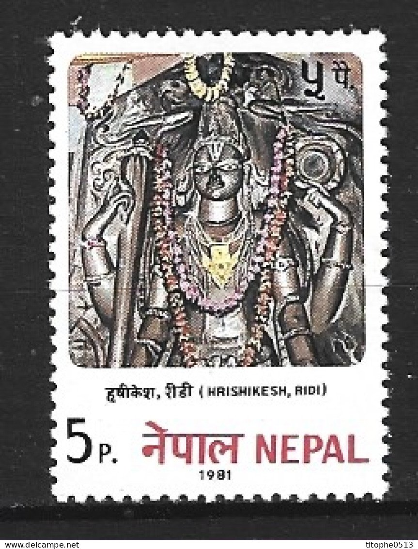 NEPAL. N°384 De 1981. Pierre Sculptée Bouddhique - Budismo