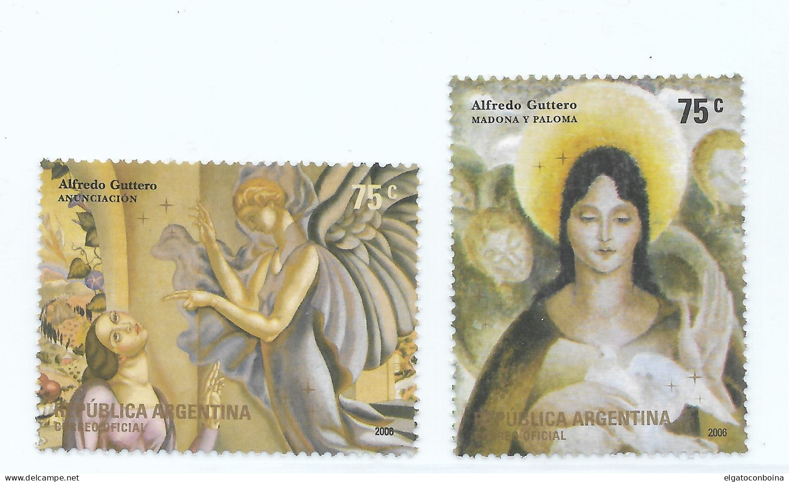 ARGENTINA 2006 CHRISTMAS XMAS VIRGIN MADONNA PIGEON ART SET OF 2 VALUES MNH - Unused Stamps