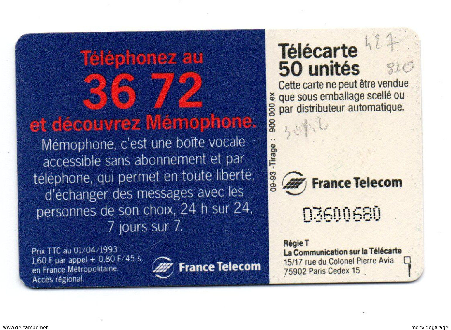 F427 870 - 36.72 Memophone Duo - N° De Série à 8 Caractères - 1993