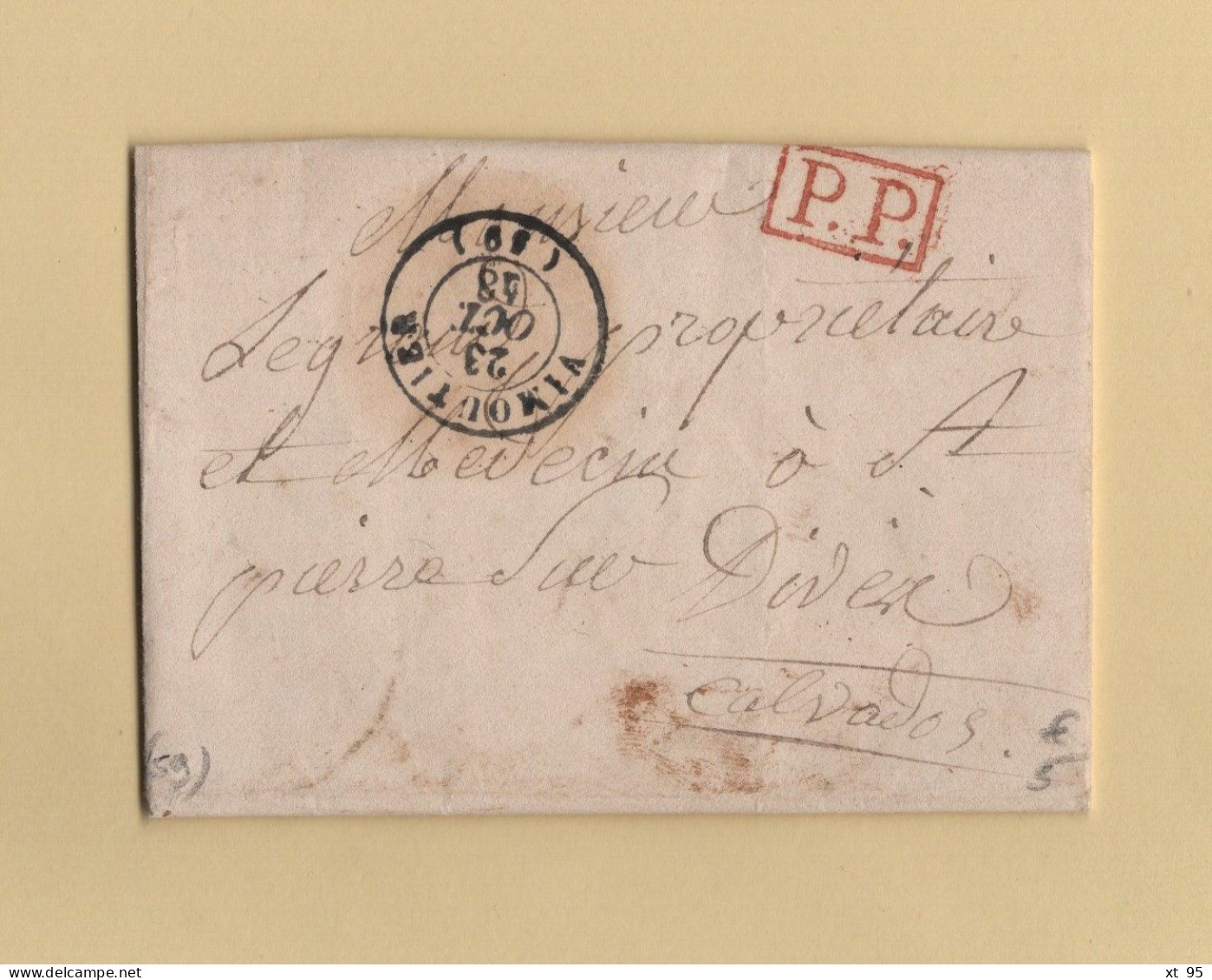 Vimoutiers - 59 - Orne - PP Port Paye - 1848 - Courrier De Canapville - 1801-1848: Precursori XIX