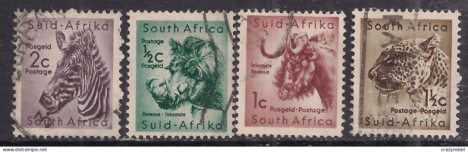 South Africa 1961 QE2 Selection 4 Stamps Animals Used SG 186-189( K1087 ) - Used Stamps