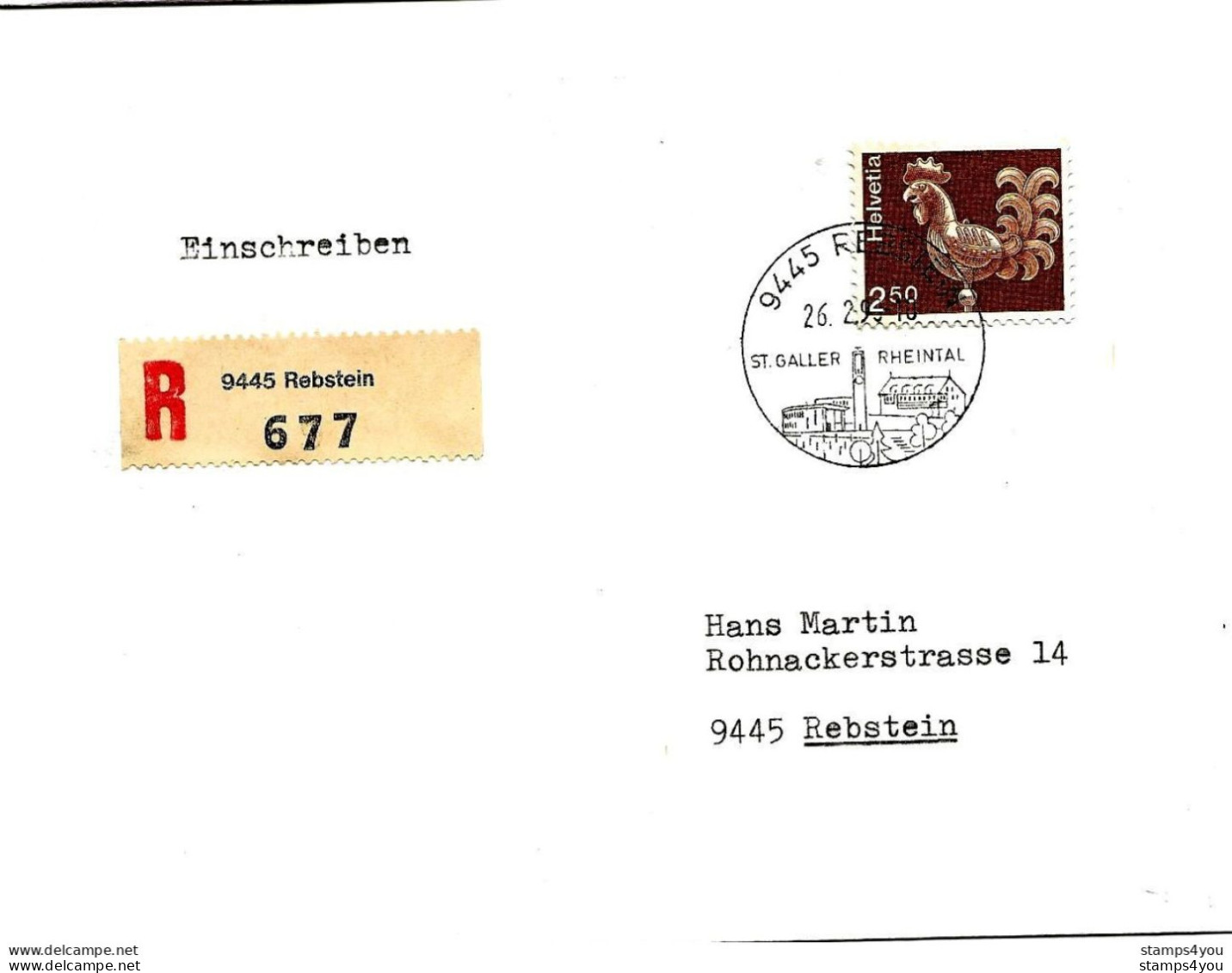 215 - 56 - Enveloppe Recommandée Envoyée De Rebstein 1993 - Timbre 542x Non-luminescent - Cartas & Documentos
