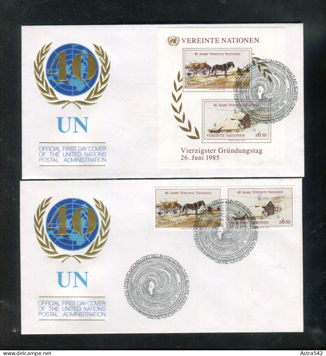 "UNO-WIEN" 1985, Mi. 51/52 Und Block 2 Auf 2 FDC (50059) - FDC