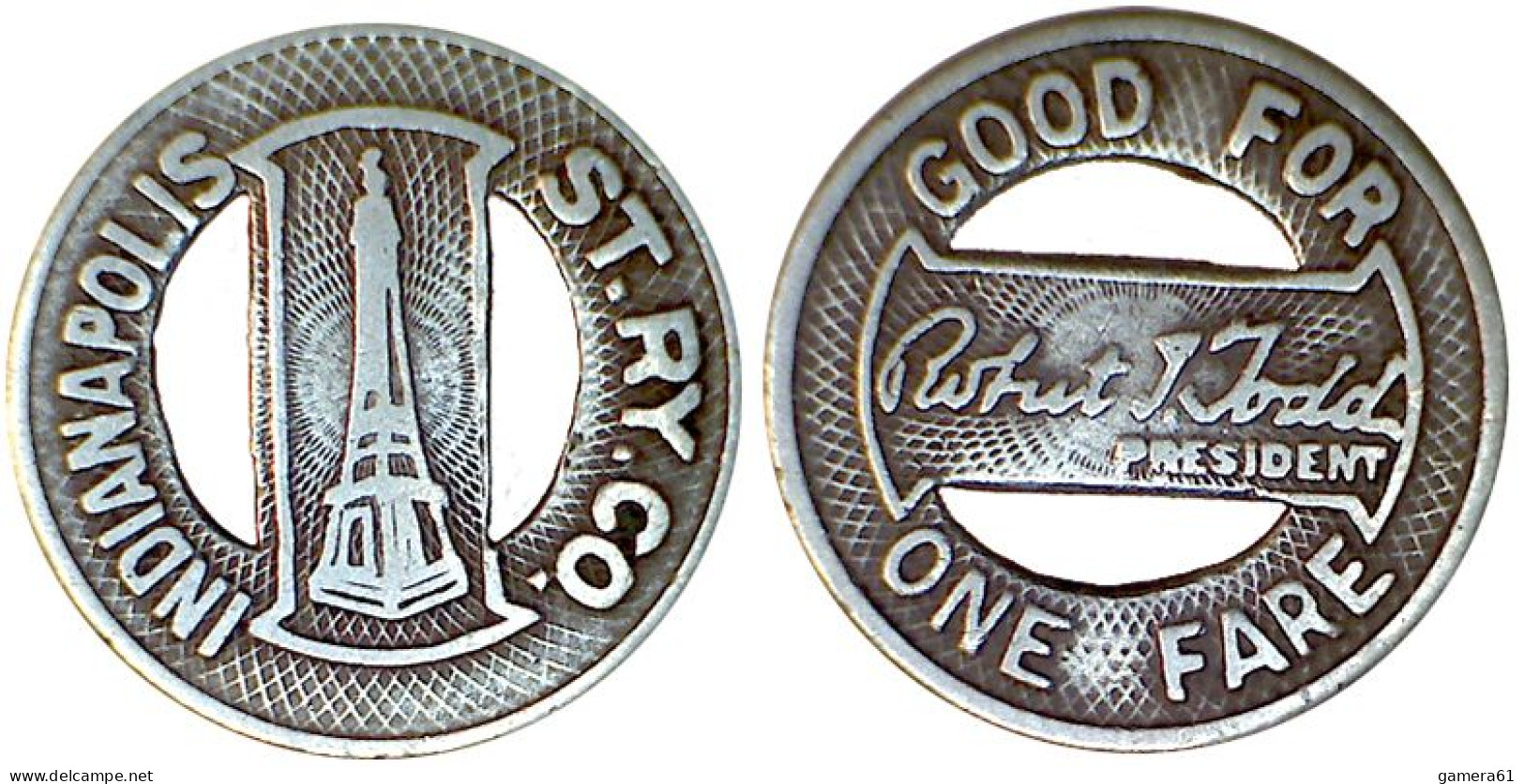 05536 GETTONE TOKEN JETON FICHA TRASPORTO TRANSIT Indiana, Indianapolis, U.S.A. Cat. IN 460 D WHITE METAL - Altri & Non Classificati