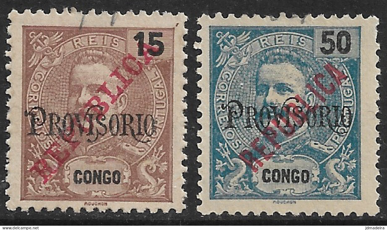 Portuguese Congo – 1915 King Carlos Overprinted PROVISORIO And REPUBLICA Used Set - Congo Portuguesa