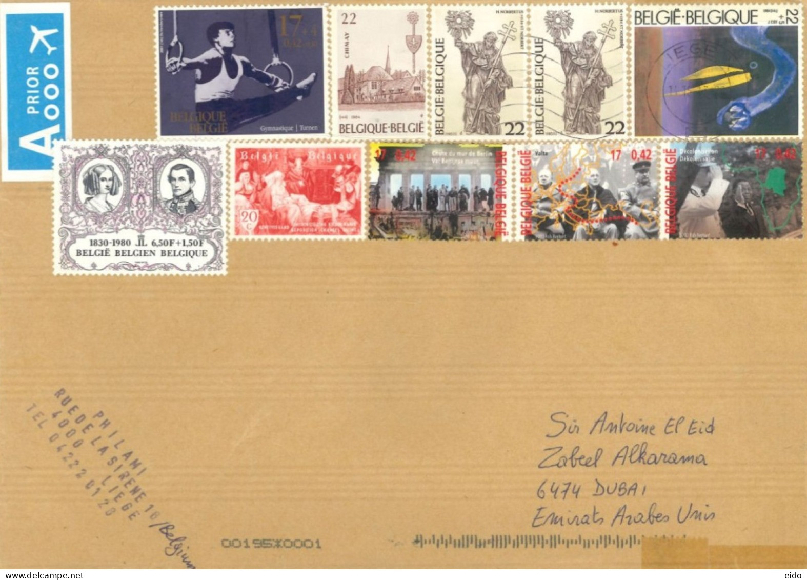 BELGIUM  - 2013, STAMPS COVER TO DUBAI. - Brieven En Documenten