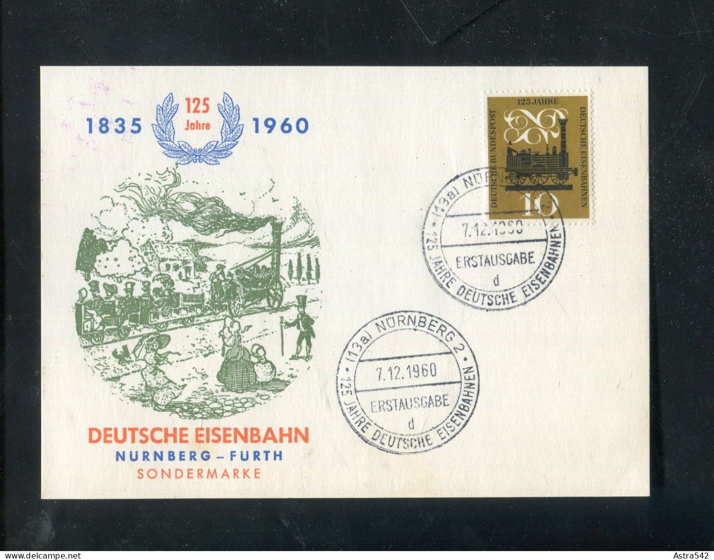 "BUNDESREPUBLIK DEUTSCHLAND" 1960, Mi. 345 "Eisenbahn" FDC (Karte) (50066) - 1948-1960