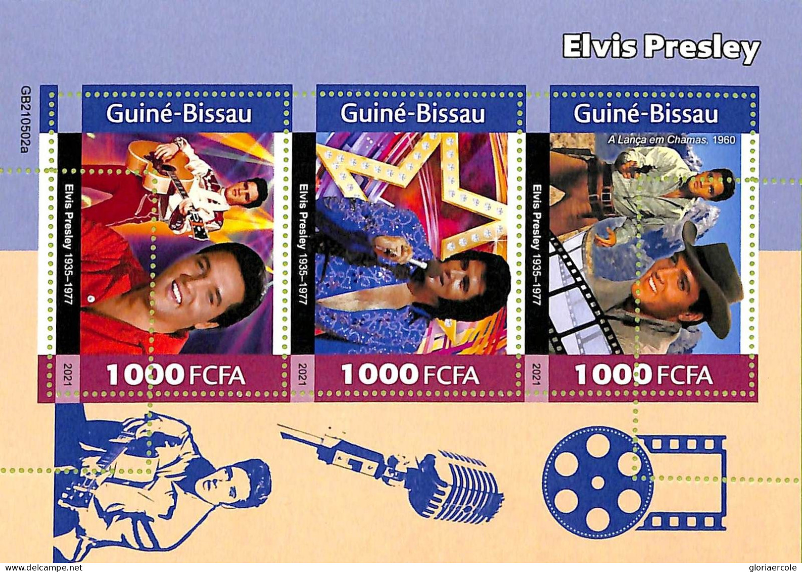 A7563 - GUINE BISSAU - ERROR MISPERF Stamp Sheet - 2021 - MUSIC,Elvis Presley - Elvis Presley