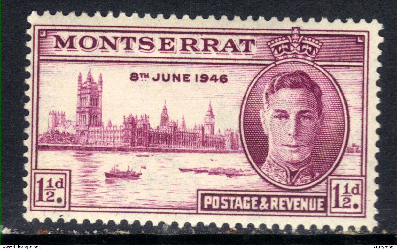 Montserrat 1946 KGV1 1 1/2d Victory SG 113 Umm ( G1482 ) - Montserrat
