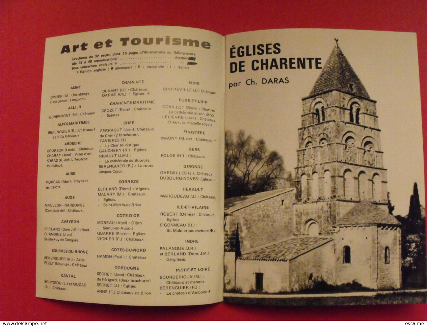 églises de Charente par Charles Daras. Art et tourisme. 1971. torsac trois-palis ruffec  mouthiers magnac lichères dirac