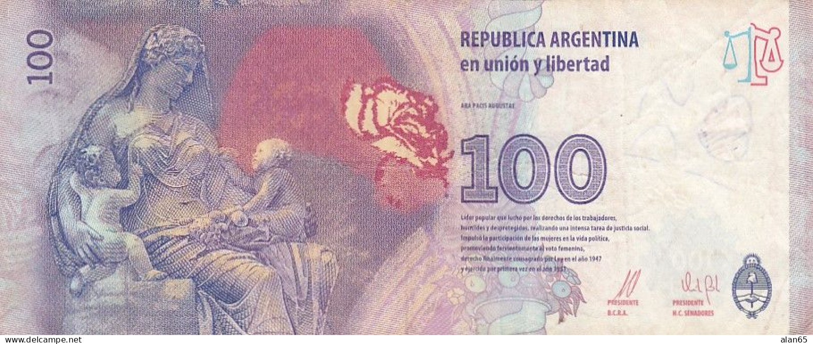 Argentina #358b, (2012) 100 Pesos Banknote, Eva Peron - Argentinië