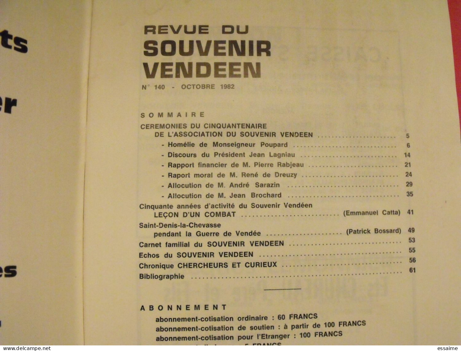 Revue Du Souvenir Vendéen. Octobre 1982, N° 140. Vendée Chouan D'Elbée Saint-Denis La Chevasse - Pays De Loire