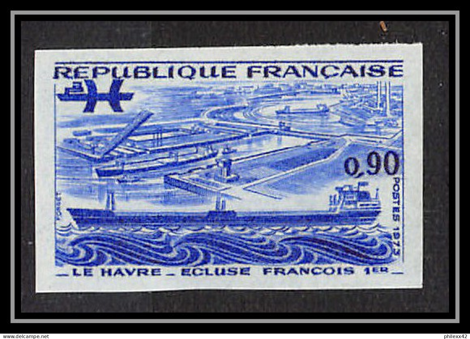 France N°1772 Le Havre écluse François 1er Bateaux Ship Tide Gate Essai Color Proof Non Dentelé Imperf ** MNH  - Pruebas De Colores 1945-…