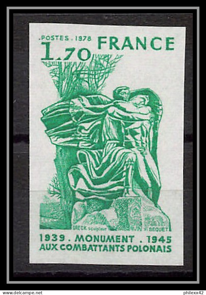 France N°2021 Monuments Aux Combattants Polonais (pologne Poland) Essai Trial Proof Non Dentelé ** Imperf 1978 - Color Proofs 1945-…