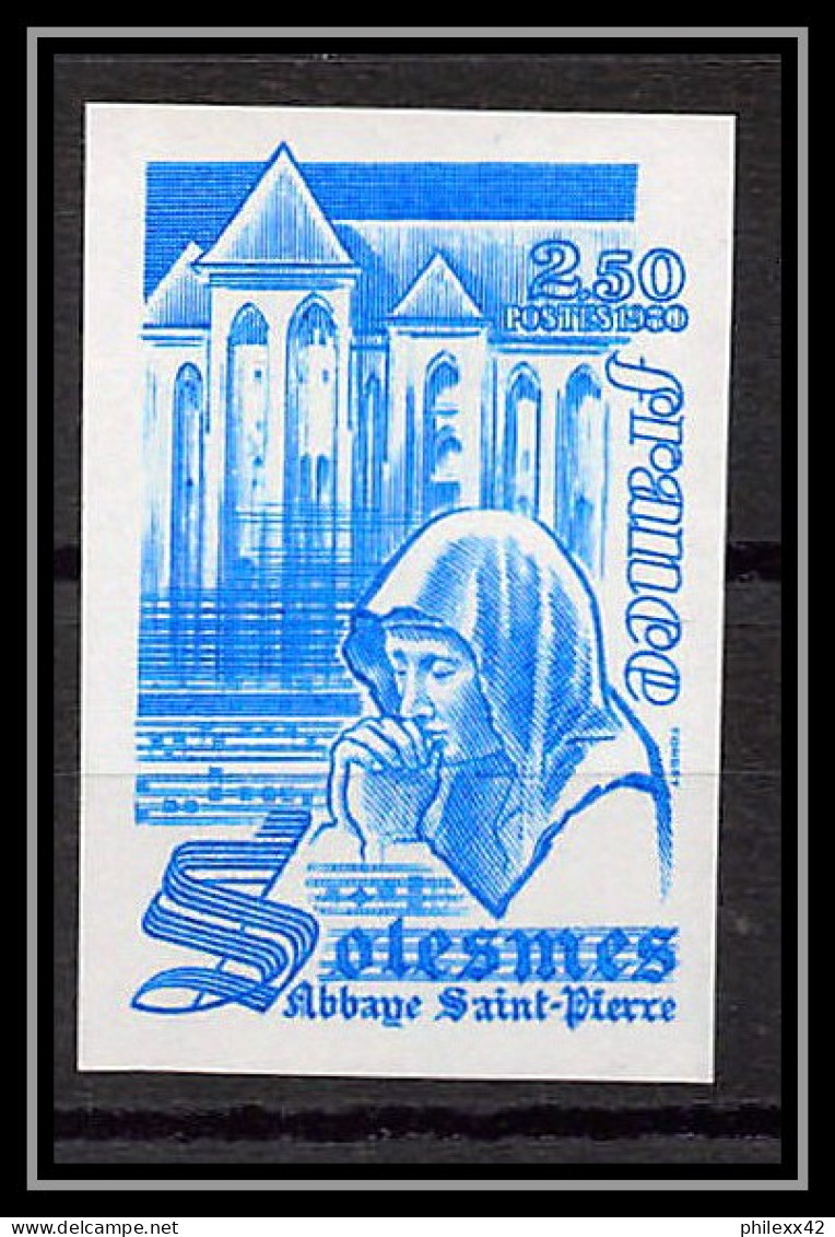 France N°2112 Abbaye Saint-Pierre De Solesmes Eglise Church 1980 Essai Trial Proof Non Dentelé ** Imperf  - Farbtests 1945-…