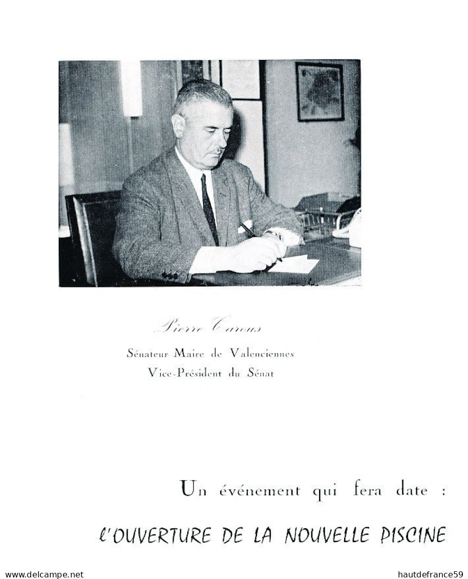 RARE Catalogue 1969 Plans Construction PISCINE MUNICIPALE DE VALENCIENNES Inauguration Secrétaire D Etat - Pierre CAROUS - Dossiers De Presse