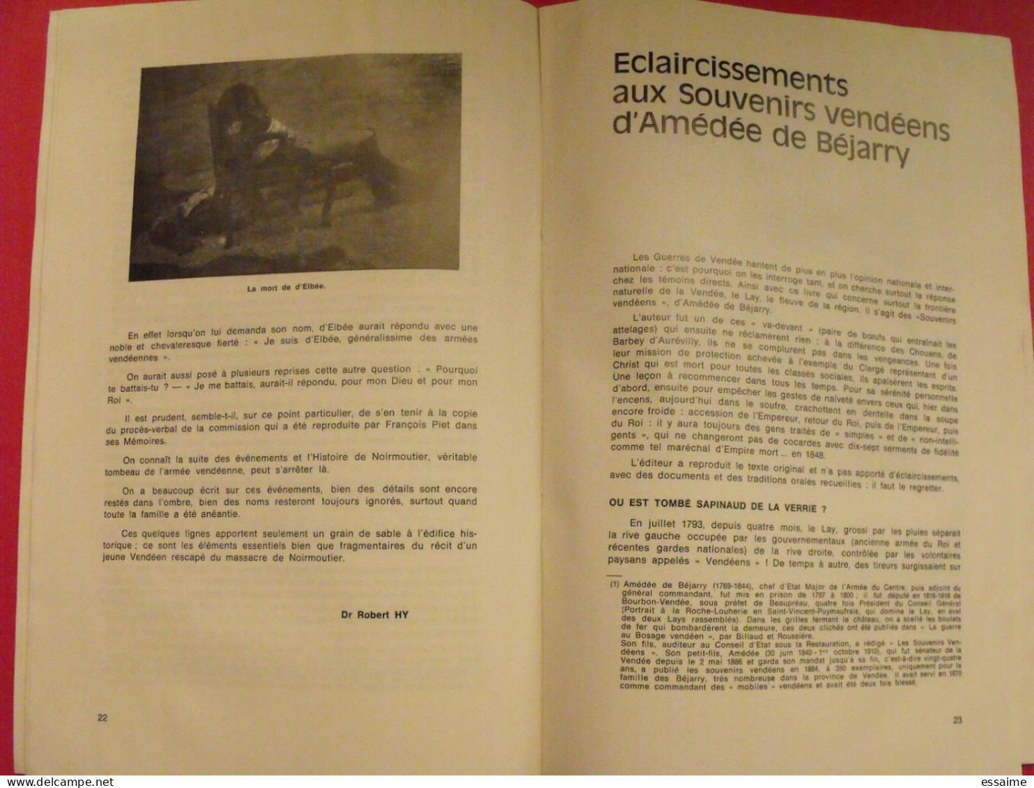 Revue Du Souvenir Vendéen. Juillet 1982, N° 139. Vendée Chouan D'Elbée Holocauste Noirmoutier Chassin Chaudron Béjarry - Pays De Loire