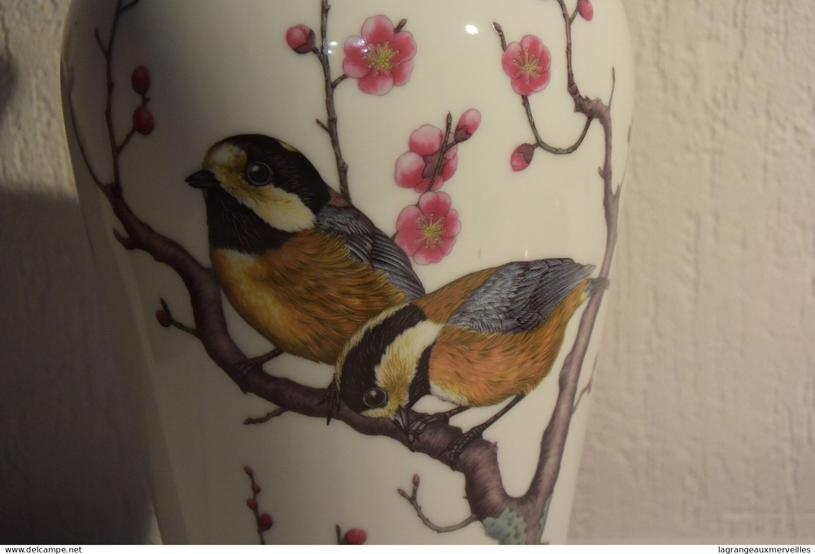 C43 Magnifique Vase Au Décor D'oiseau Japan - Jarrones