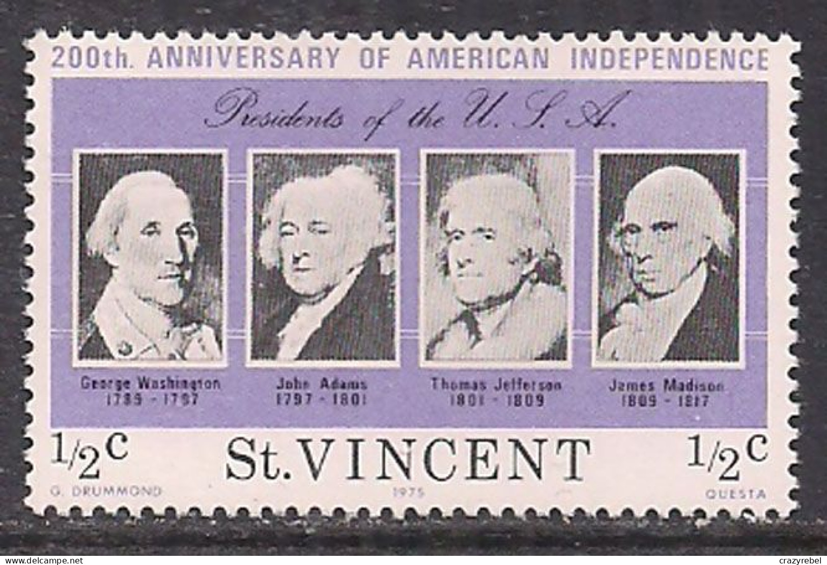 St Vincent 1976 QE2 1/2c  Anniv. American Indep.MNH SG 456 ( E410 ) - St.Vincent (...-1979)