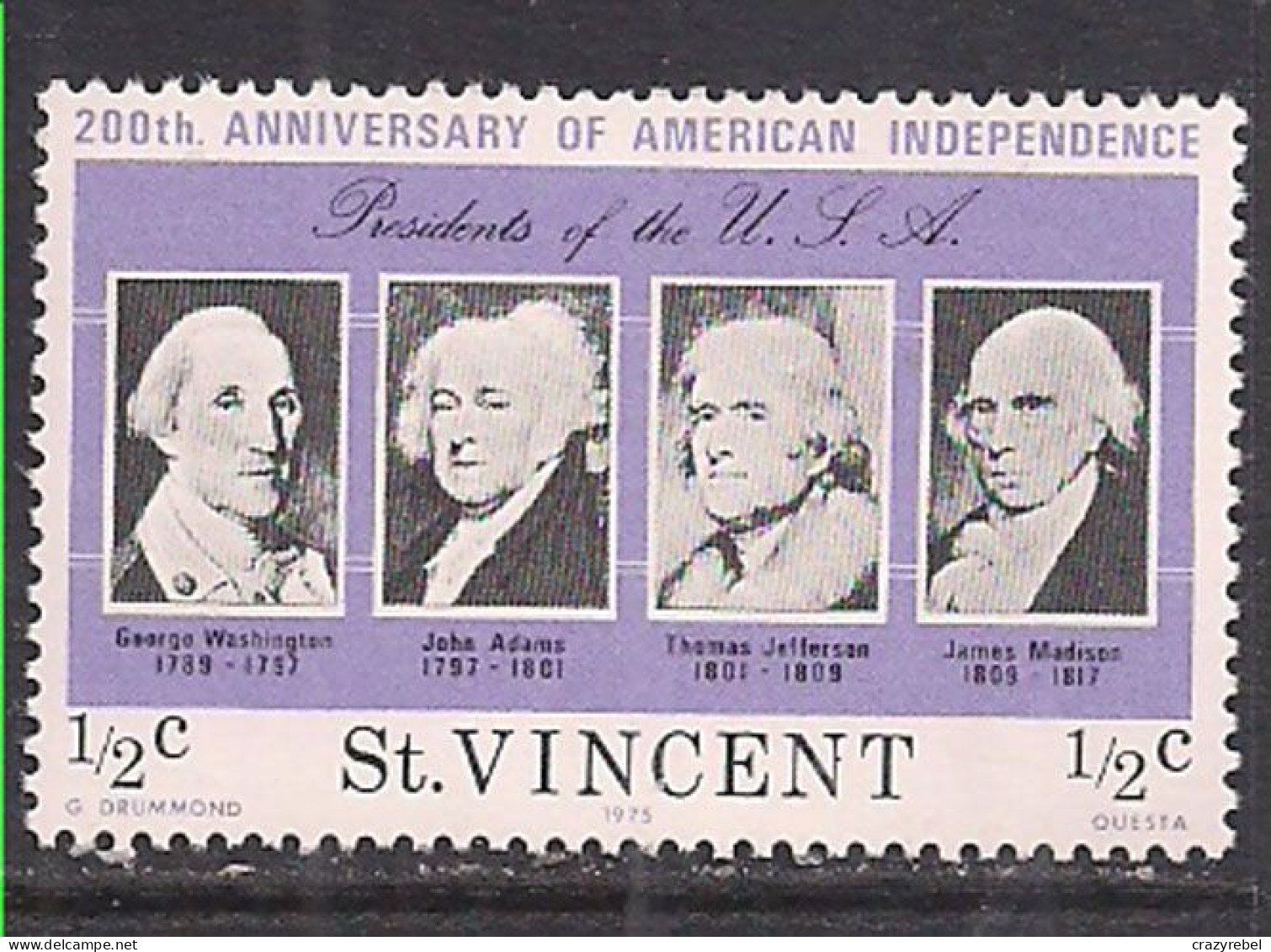 St Vincent 1976 QE2 1/2c  Anniv. American Indep.MNH SG 456 ( E518 ) - St.Vincent (...-1979)