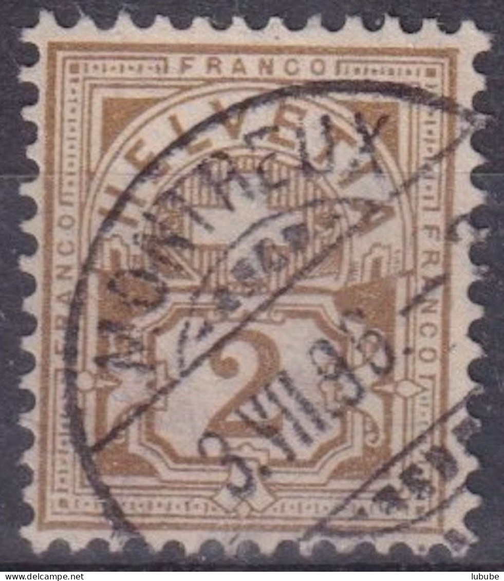 Ziffer 58B, 2 Rp.braunoliv  MONTREUX       1896 - Gebraucht