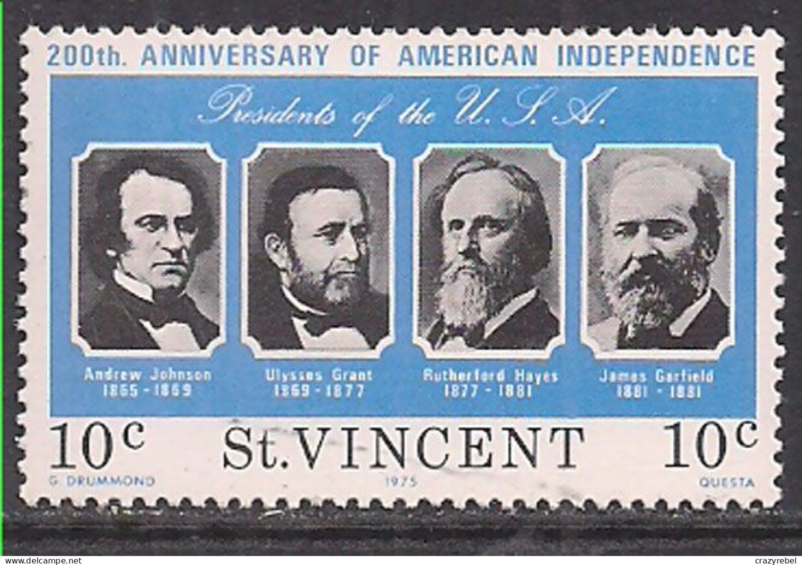 St Vincent 1976 QE2 10c Anniv. American Indep.MNH SG 460 ( E1177 ) - St.Vincent (...-1979)