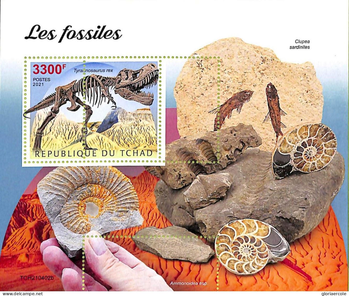 A9632 - TCHAD -  ERROR MISPERF Stamp Sheet - 2021 - Fossils - Fossiles