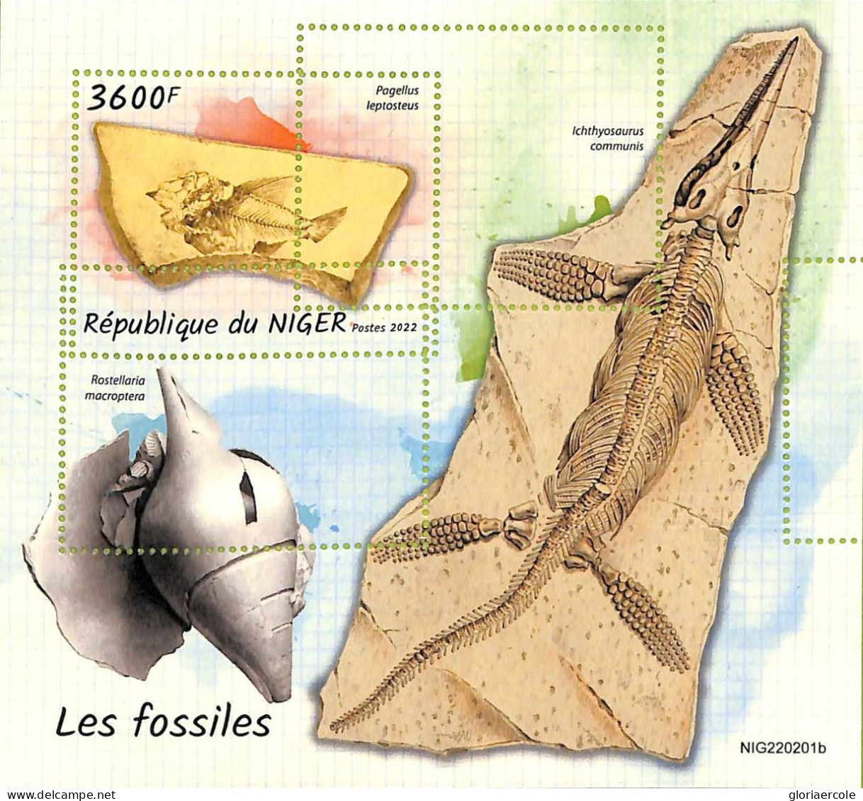 A9220 - NIGER - ERROR MISPERF Stamp Sheet -  2022 - Fossils - Fossili