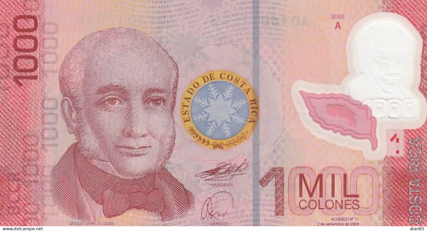 Costa Rica #274, 1000 Colones 2009 Banknote - Costa Rica