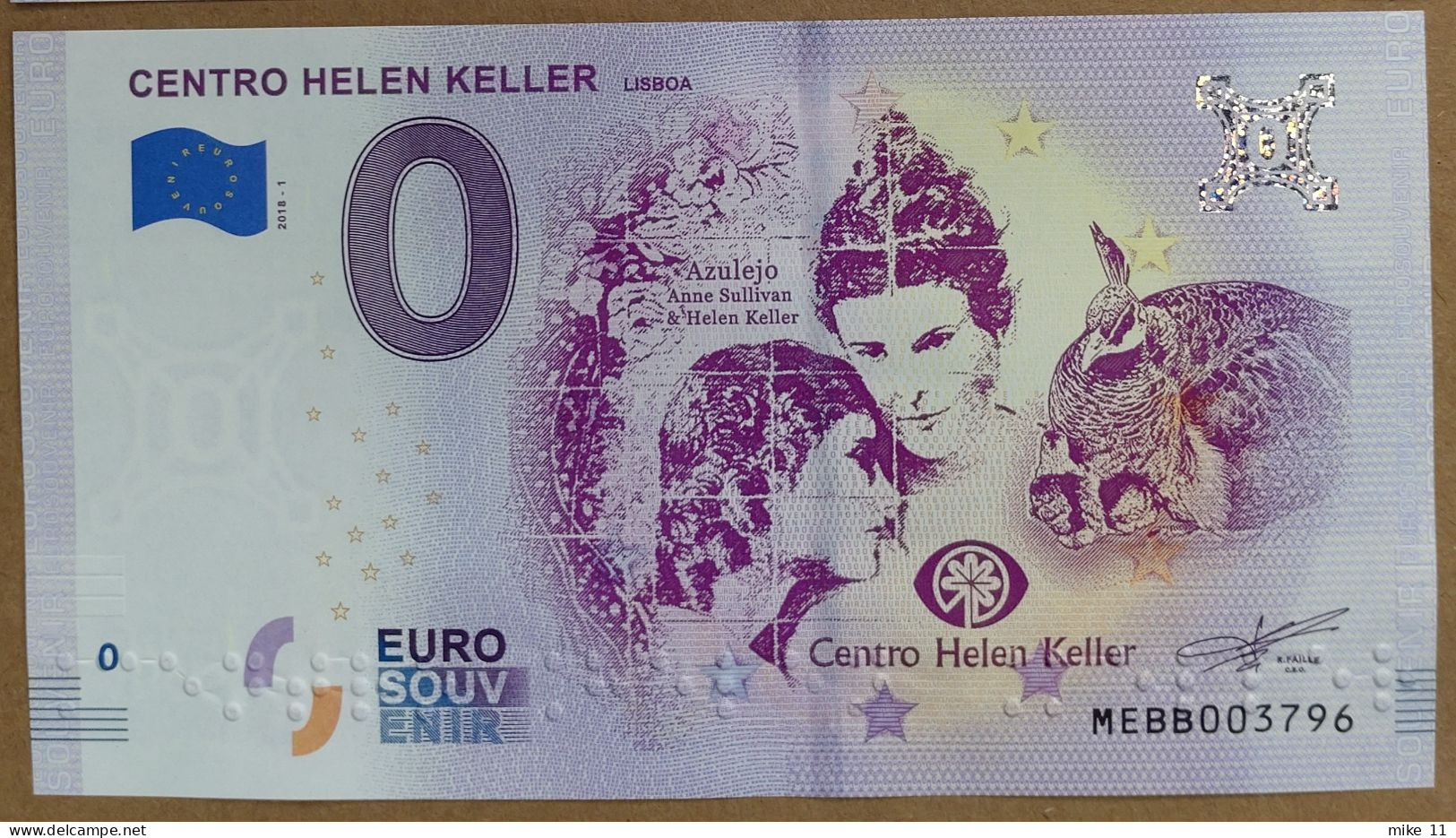 0 Euro Souvenir CENTRO HELEN KELLER Portugal MEBB 2018-1 Nr. 3796  Braille - Andere - Europa