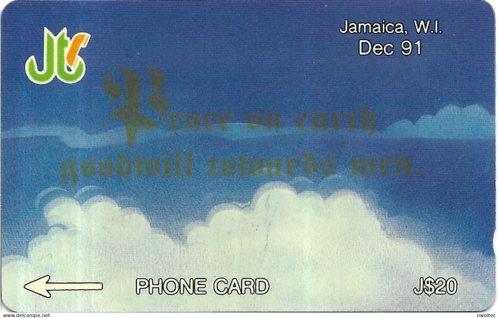 @+ Jamaique - Peace On Earth - December 91 (Old Logo) - Code : 5JAMA - Ref : JAM-5A - Jamaïque